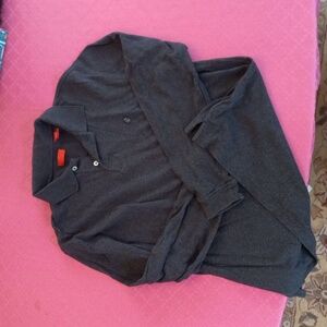 Izod polo long sleeve dark Heather gray VGUC